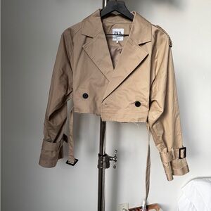 Zara Tan Cropped Trench Coat